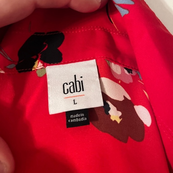 CAbi Red Floral Button-Up Midi Dress - Size L - Picture 6 of 7